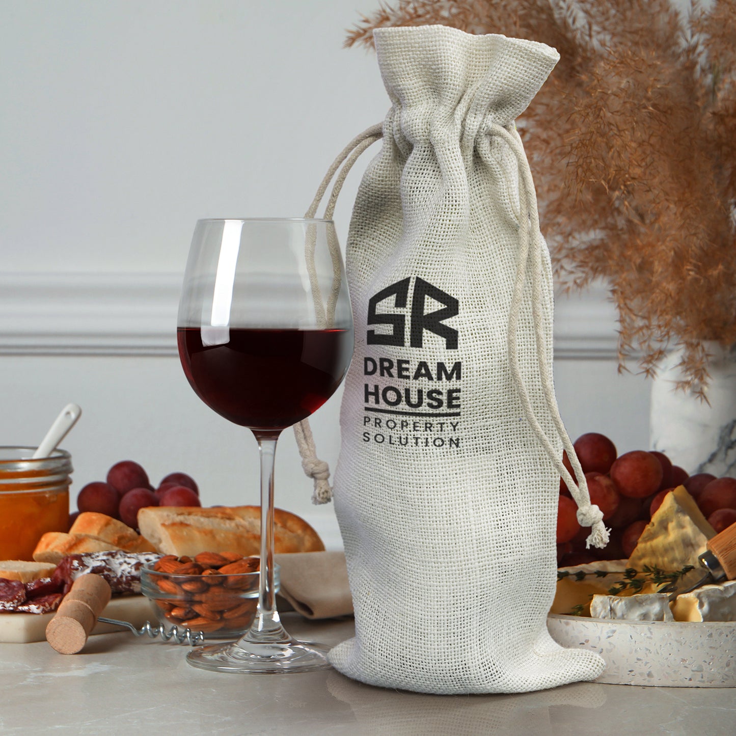 Jute Wine Drawstring Bag - Sale